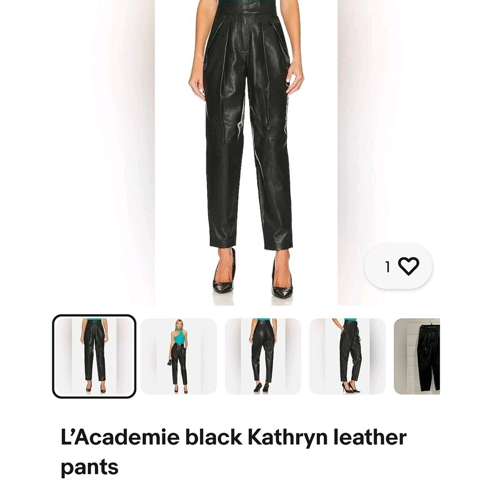 L’Academie Black Kathryn Leather Women Pants Size S
